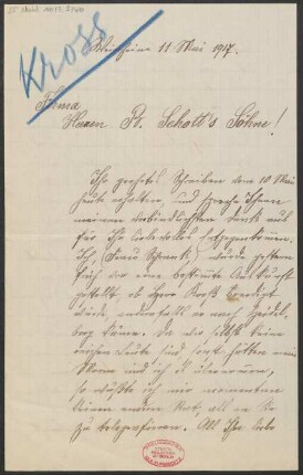 Brief an Emil Kross : 11.05.1917
