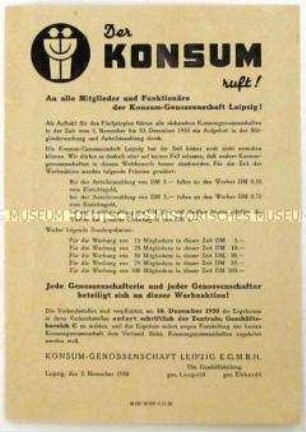 Werbeblatt der Konsumgenossenschaft Leipzig