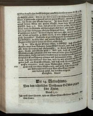 Die 14. Betrachtung. Von dem väterlichen Verschonen Gottes gegen seine Kinder – Die 19. Betrachtung. Von dem göttlichen Wohlgefallen an der Arbeit oder Verrichtung der Gläubigen