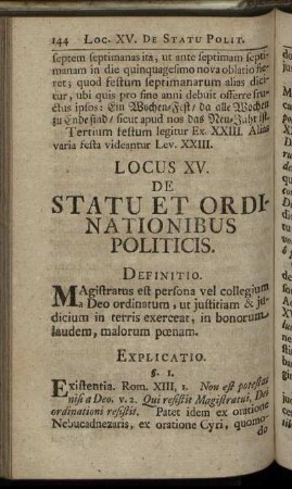 Locus XV. De Statu Et Ordinationibus Politicis.