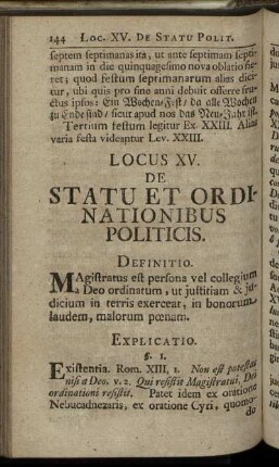 Locus XV. De Statu Et Ordinationibus Politicis.