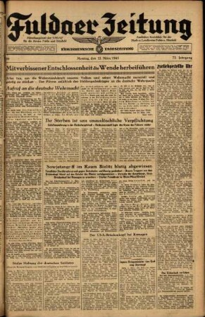 Ausgabe vom Montag, den 12. März 1945.