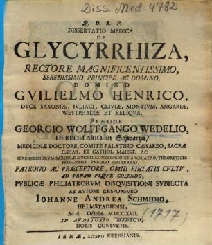 Dissertatio Medica De Glycyrrhiza