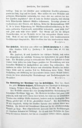 279 [Rezension] Hontheim, Josef, Das Hohelied