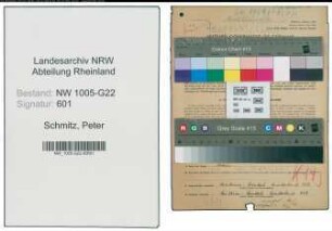 Entnazifizierung Peter Schmitz , geb. 11.11.1910 (Milchhaendler)
