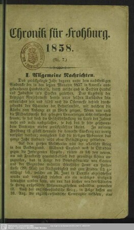 7.1858: Chronik von Frohburg und Umgebung