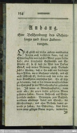 Anhang. Eine Beschreibung des Schierlings und seiner Zubereitungen