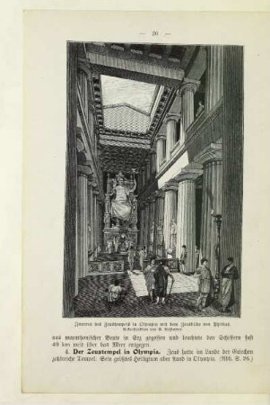 Inneres des Zeustempels in Olympia mit dem Zeusbilde von Phidias