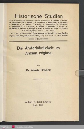 Die Ämterkäuflichkeit im Ancien régime
