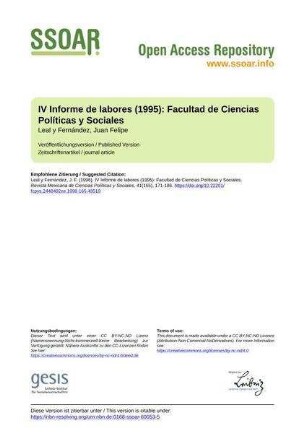 IV Informe de labores (1995): Facultad de Ciencias Políticas y Sociales