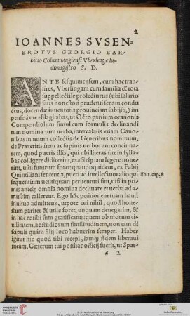 Ioannes Svsenbrotvs Georgio Barbittio Columnaugiensi Vberlingeludimagiftro S.D.