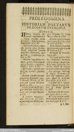 Prolegomena In Historiam Poetarum Graecorum Germaniae
