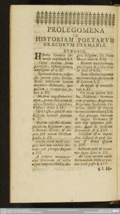 Prolegomena In Historiam Poetarum Graecorum Germaniae