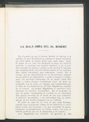 La mala obra del Dr. Robert