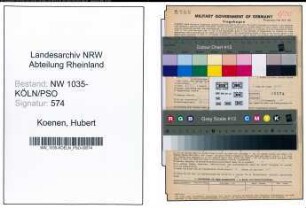 Entnazifizierung Hubert Koenen , geb. 21.11.1913 (Expedient)