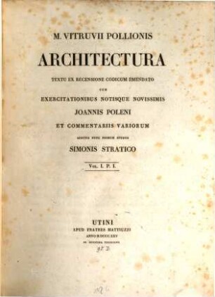 M. Vitruvii Pollionis Architectura, 1,1