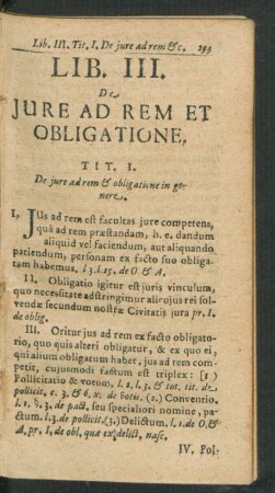 Lib. III. De Iure Ad Rem Et Obligatione.