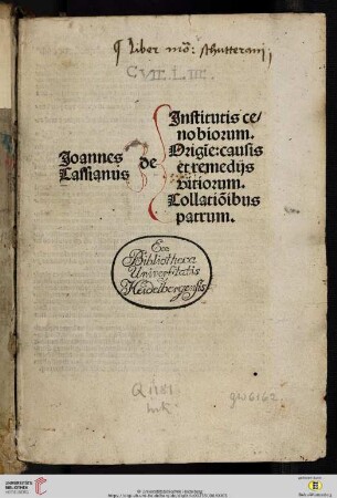 Johannes Cassianus, De institutis coenobiorum