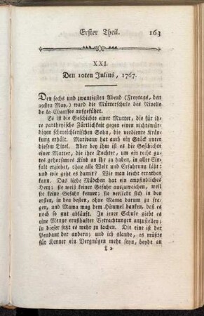XXI. Den 10ten Julius, 1767