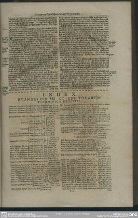 Index Evangeliorum Et Epistolarum In Dominicis Et Festis