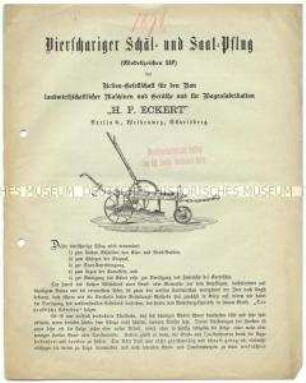 Vierschariger Schäl- und Saat-Pflug