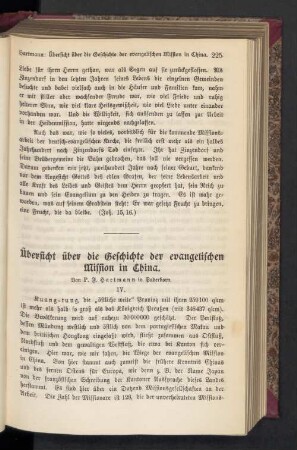Übersicht über die Geschichte der evangelischen Mission in China