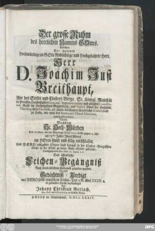 Der große Ruhm des herrlichen Namens Gottes ...