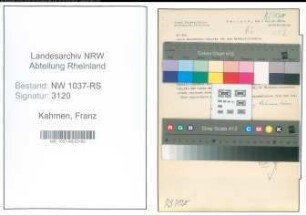Entnazifizierung Franz Kahmen , geb. 25.04.1897 (Lehrer)