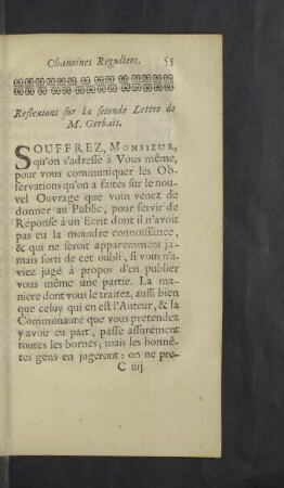 Reflexions sur la seconde Lettre