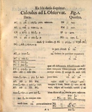 Observatio Transitus ... per discum ... die astronomica 5ta Junii 1761. In Observatorio Monacensi, Cujus Elevatio poli 48°. 9' . 55''. observata est, differentia vero horaria à Meridiano observatorii Parisini supponitur 36'. 50''. (cum nulla hucusque certa observatione definiri potuerit.) Facta