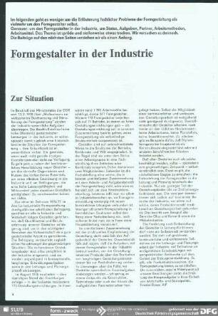 Zur Situation : Formgestalter in der Industrie