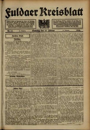 Zweite Ausgabe vom Samstag, den 21. Februar 1914.