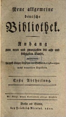 Neue allgemeine deutsche Bibliothek. 29/68,1. 1796/1800 (1802)