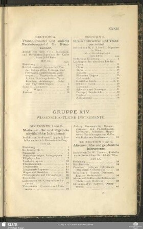 Gruppe XIV. Wissenschaftliche Instrumente