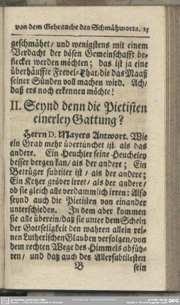 II. Seynd denn die Pietisten einerley Gattung?