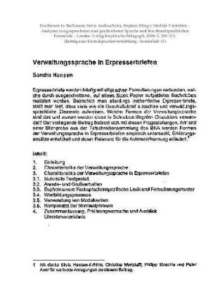 Verwaltungssprache in Erpresserbriefen