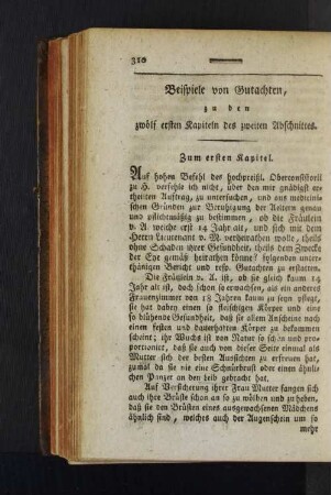 Beispiele von Gutachten, zu den zwölf ersten Kapiteln des zweiten Abschnittes.