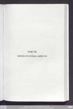 Part III Socio-Cultural Aspects