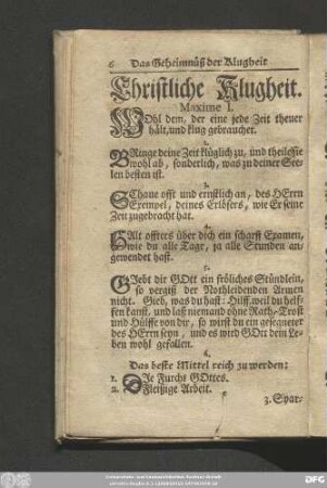 Christliche Klugheit.