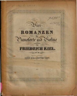 Vier Romanzen : für Pianoforte u. Violine ; op. 49