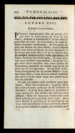 Lettre XXVI. Réponse à la précédente.