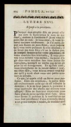 Lettre XXVI. Réponse à la précédente.