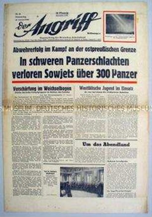 Tageszeitung "Der Angriff" zum Vormarsch der Sowjetarmee