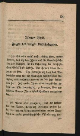 Vierter [Dritter] Theil. Folgen der vorigen Untersuchungen