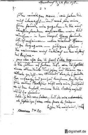2: Brief von Sophie von La Roche an Johann Wilhelm Ludwig Gleim