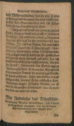 Wie Andolosia das Wünschhütlin seinem Bruder abentlehnet/ sich damit in Engelland wündscht ...