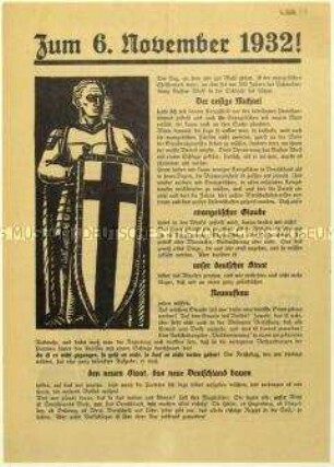 Aufruf des Christlich-sozialen Volksdienstes zur Reichstagswahl am 6. November 1932