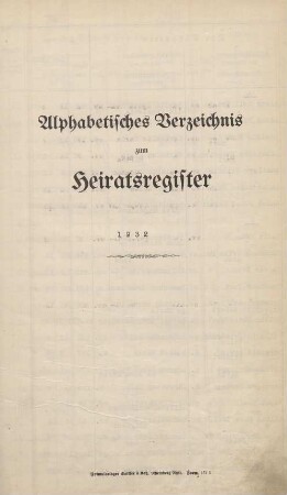 Jahrestabellen 1932 Heiraten Ohligs (aus Heiratsregister 1932)