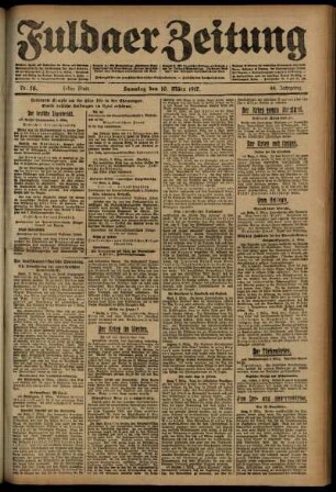 Erste Ausgabe vom Samstag, den 10. März 1917.