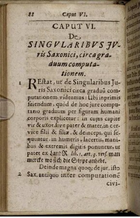 Caput VI. De Singularibus Iuris Saxonici, circa graduum computationem